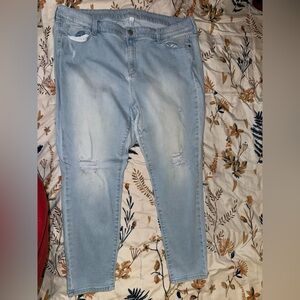 “PLUS SIZE” Light Blue Distressed Jeans
